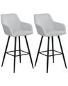 Set of 2 Bar Chairs CASMALIA Velvet Light Grey