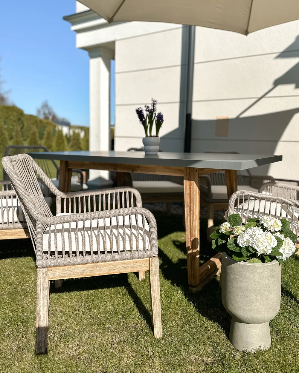 Garden Dining Table ORIA 180 cm 90 cm Concrete Grey_923183