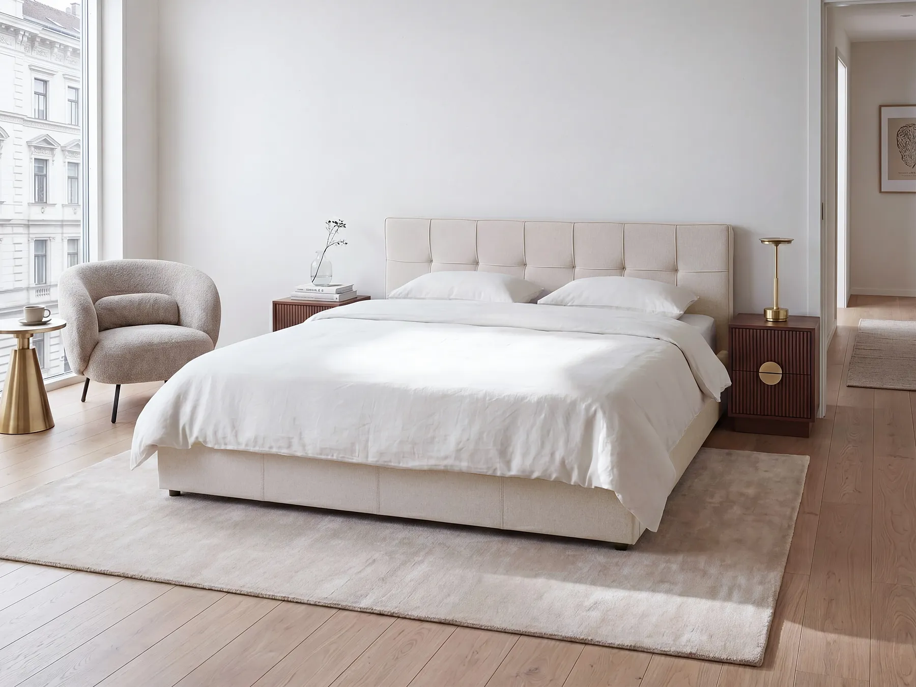 Seng med oppbevaring LAURESSES Lys beige 180 x 200 cm_1153520