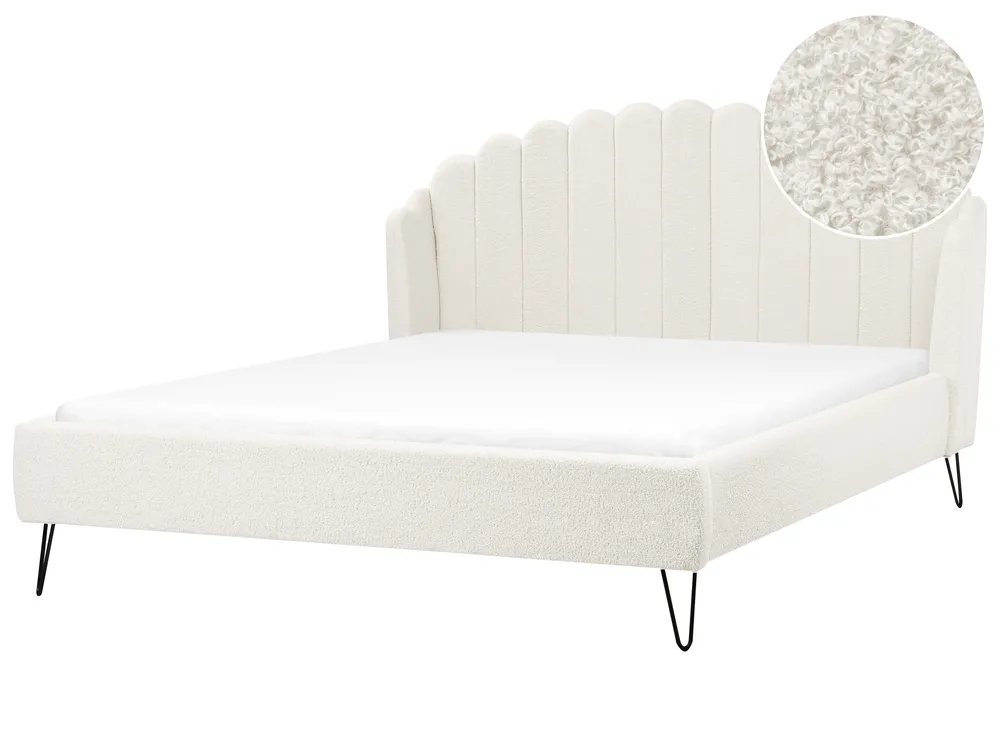 Bed Boucle AMBILLOU 180 x 200 cm (EU Super King) Off-White