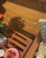 Trädgårdsfåtölj med fotpall BARATTI Akaciaträ Brun_1170585