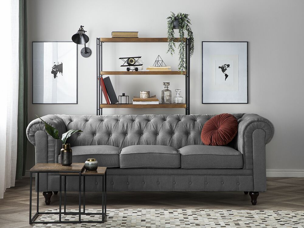 Sofa 3-seter CHESTERFIELD Lysegrå