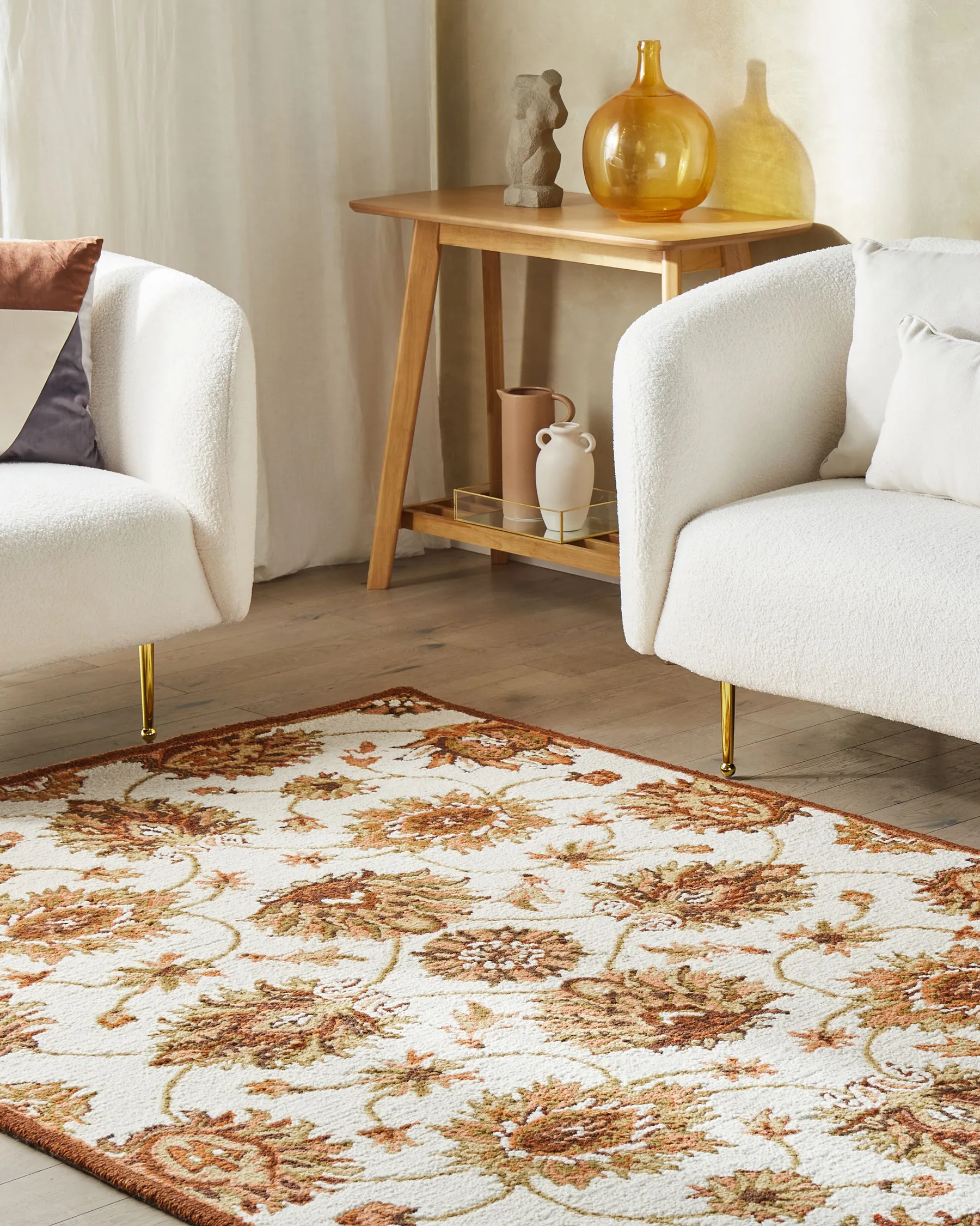 Rug EZINE Beige 140 x 200 cm Wool_830914