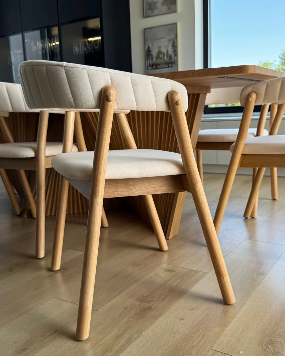 Set of 2 Dining Chairs MYLO Fabric Light Brown/ Off-White_1119060