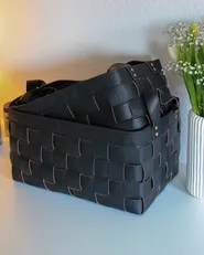 Set of 2 Baskets SIPPAR Faux Leather Black_974989