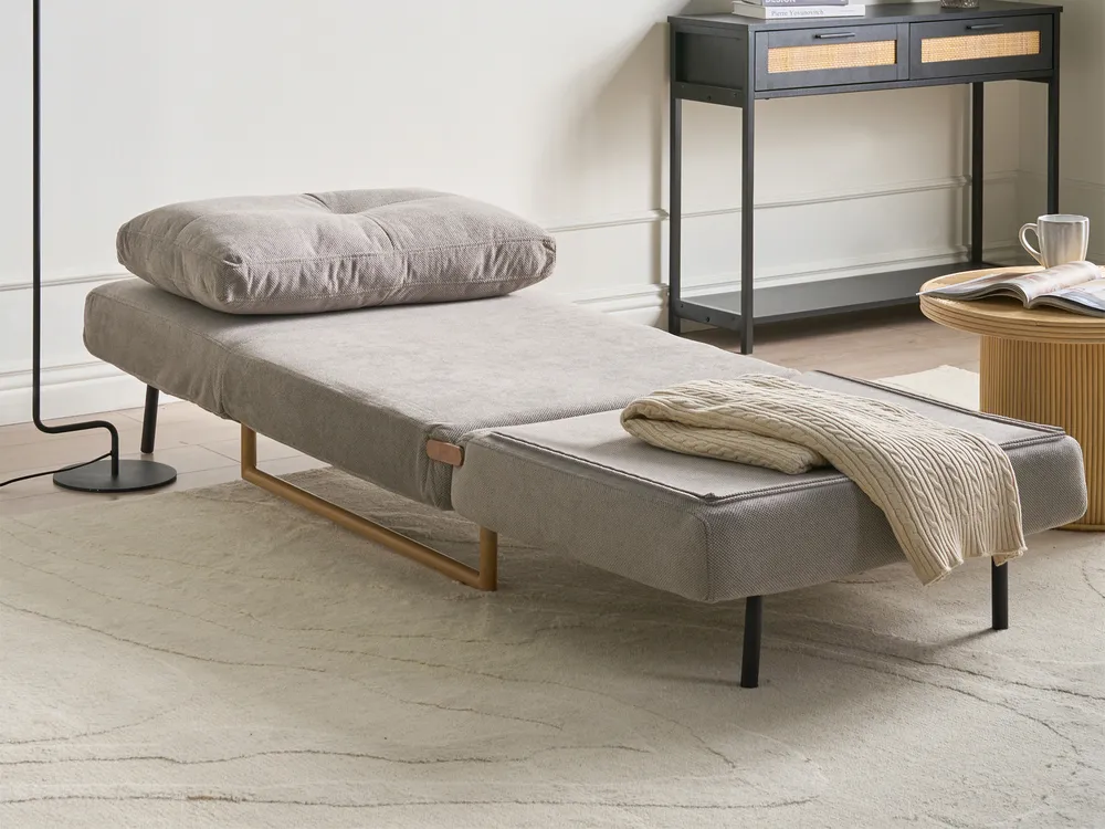 Single Sofa Bed JERSLEV Fabric Grey_1010084
