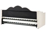 Utdragbar säng Sammet LORETTE 90 x 200 cm Ljusbeige_1081004