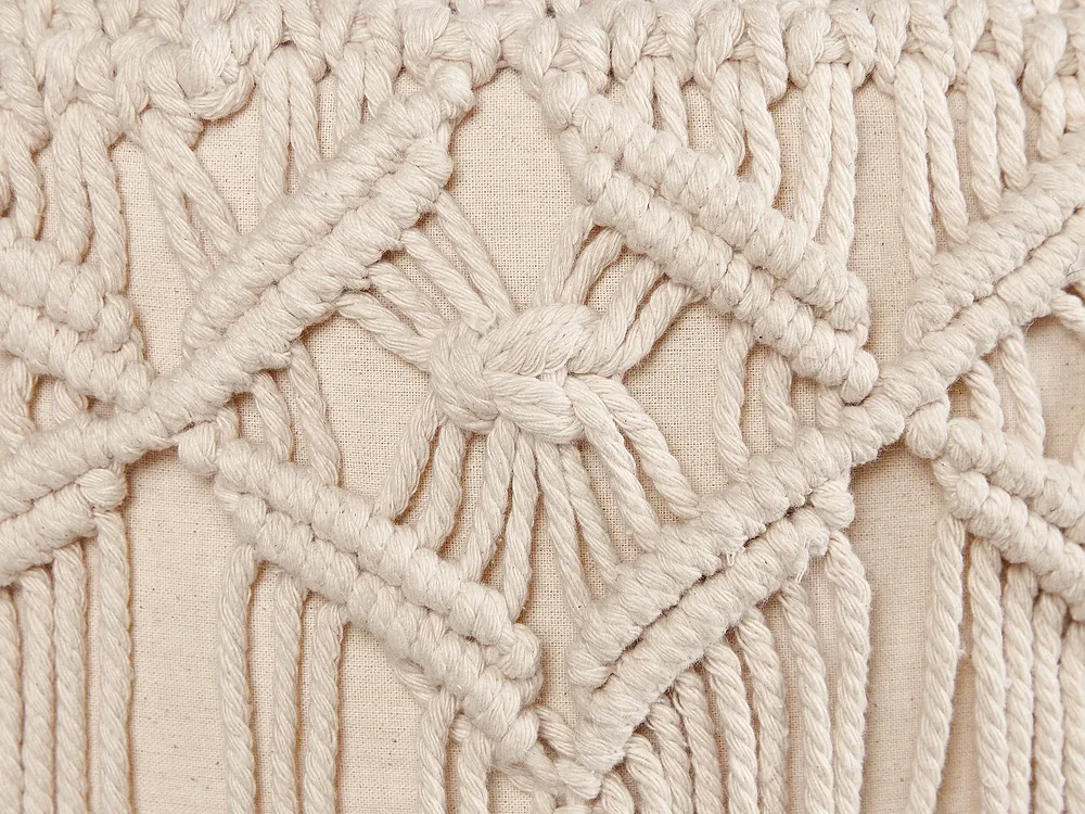 Footstool Macramé NAWABAD Cotton Beige_904441