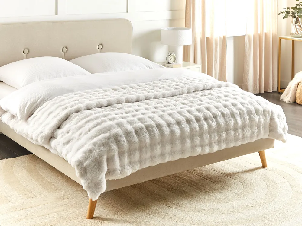 Blanket SALKA Faux Fur 200 x 220 cm White