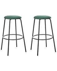 Set of 2 Bar Chairs MORTON Velvet Emerald Green_914005