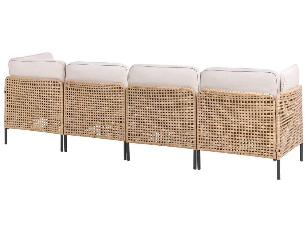 U-Shape Garden Sofa 6 Seater OMEGANA Modular PE Rattan Light Beige_1040519