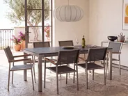 Garden Dining Set 6 Seater GROSSETO Granite Polished Grey_1105644