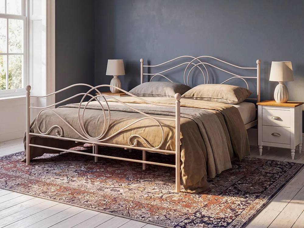 Sänky Metalli LYRA 180 x 200 cm Vaaleanbeige