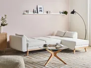 Corner Sofa Bed 3 Seater KAARINA Fabric White Left Hand_1100059
