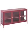 Glass Display Sideboard NEWPORT 115 cm Metal Dark Red