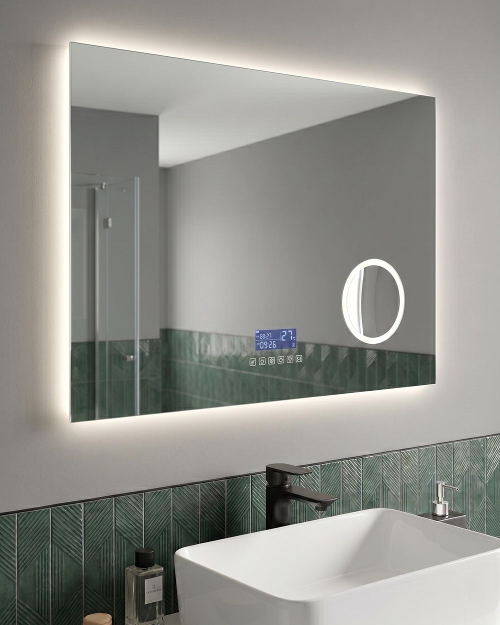 LED Bathroom Mirror MONTARON 80 cm 60 cm Silver