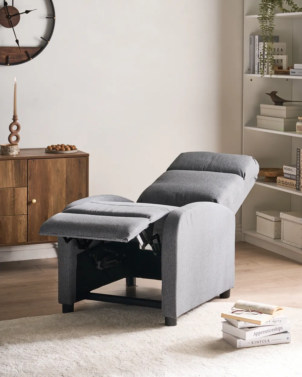 Recliner Chair EMINENCE Faux Linen Grey_1030708