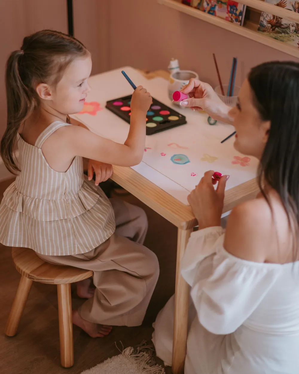 Lasten pöytä ja tuoli KEMPSEY montessori säilytystila Vaaleanruskea_1114825