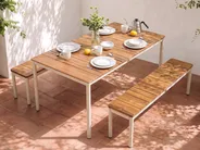 Set of 2 Garden Benches GIOVINAZZO 32 cm Acacia Wood Brown_1124714