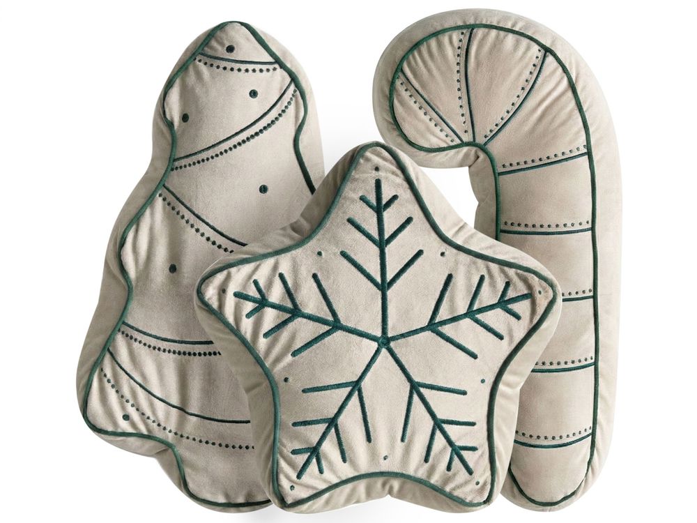 Koristetyynysetti 3 kpl JOLLYTRIO 35 x 70 cm 40 x 60 cm 40 x 40 cm Sametti Vaaleanbeige Joulukuvio