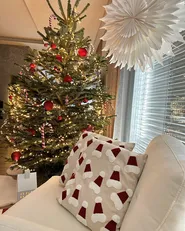 Set of 2 Decorative Cushions SUGARPLUM 45 x 45 cm Cotton Light Beige Christmas Motif_967275