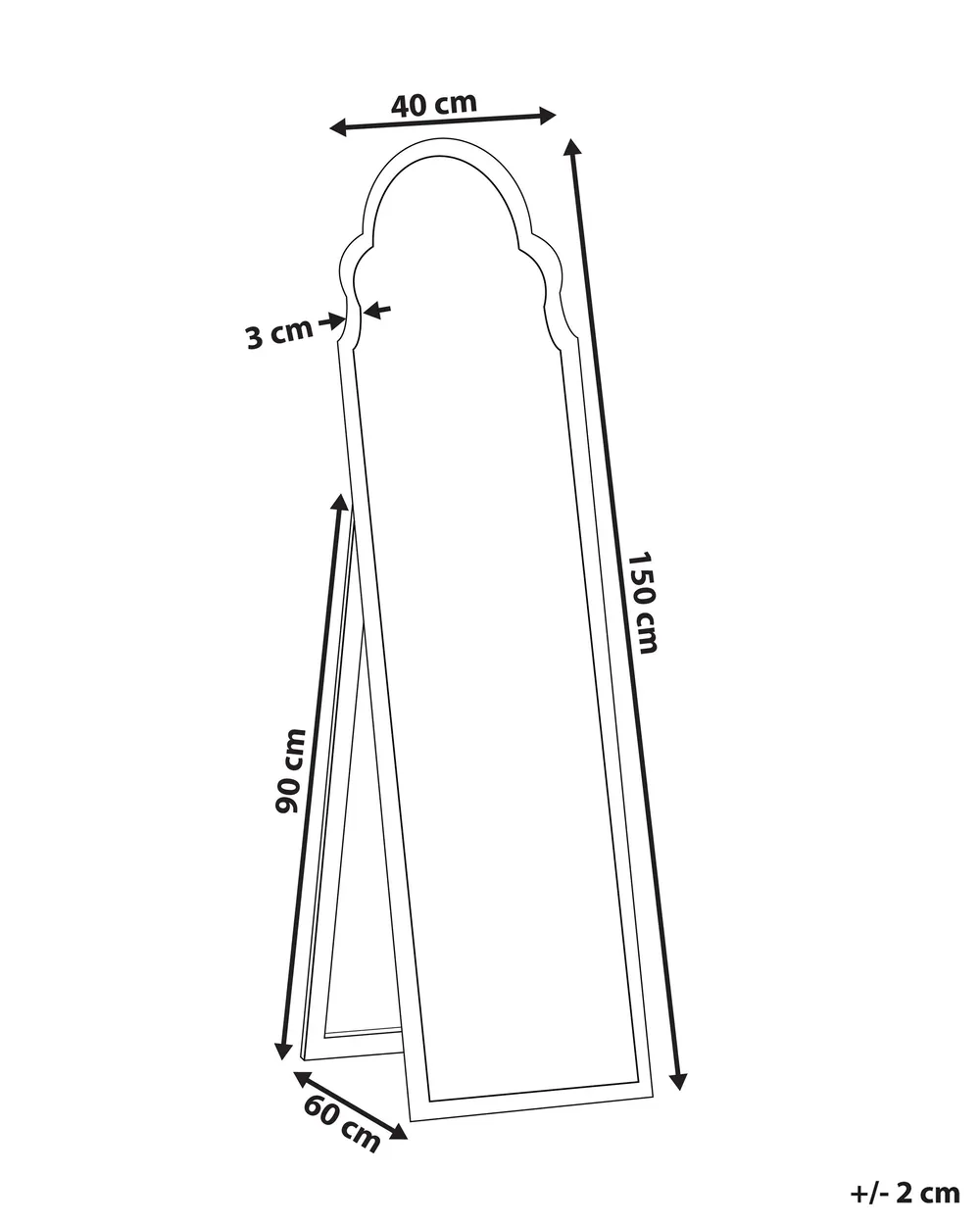 Standing Mirror CHATILLON 150 cm Black_830436