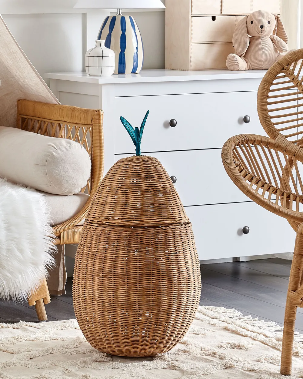 Kids Basket Pear VAGSOY Rattan Natural