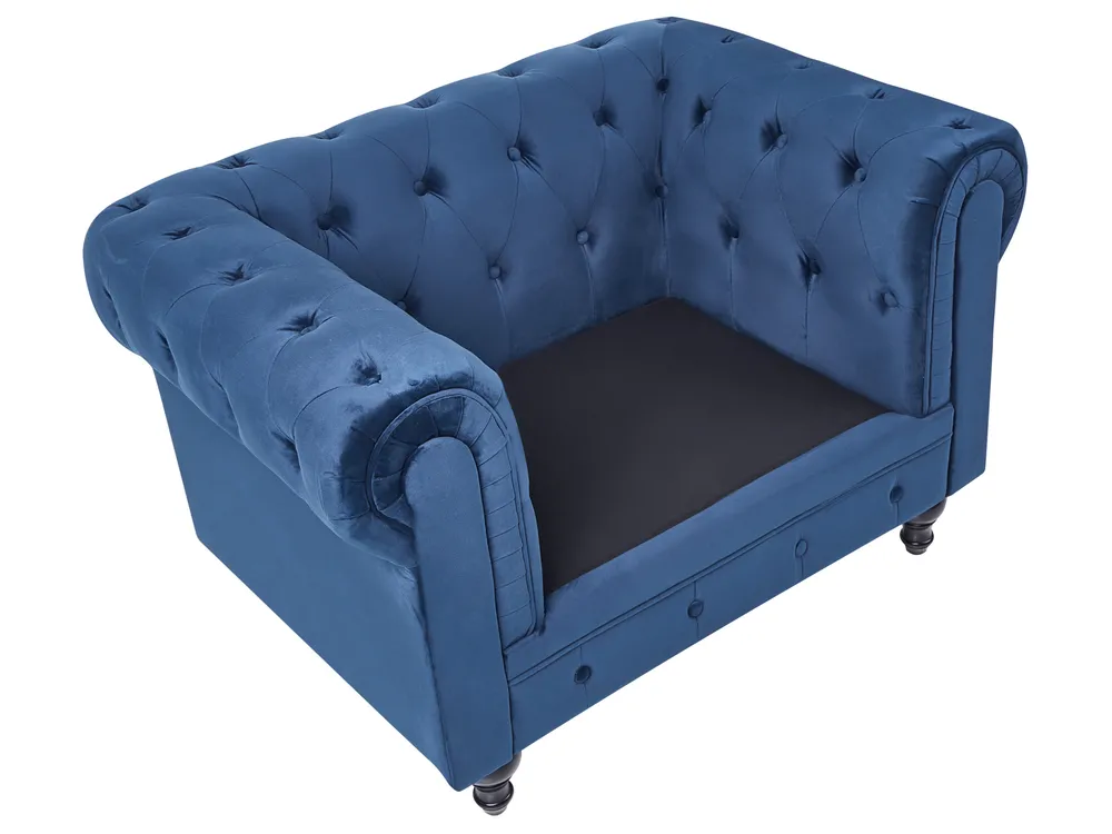 Soffgrupp 4-sits CHESTERFIELD Sammet Marinblå_1039425