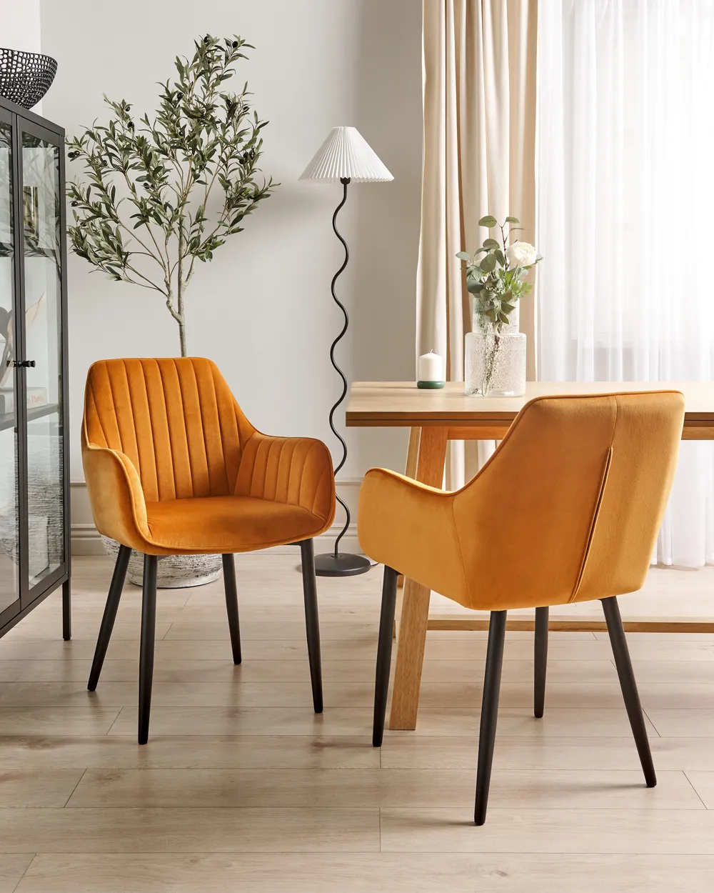 Set of 2 Dining Chairs WELLSTON Velvet Orange