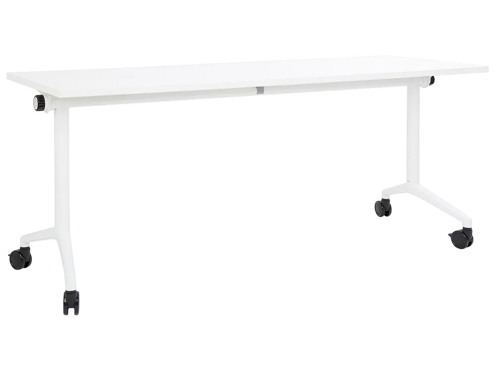 Foldable Office Desk CAVI 180 cm 60 cm with Wheels White