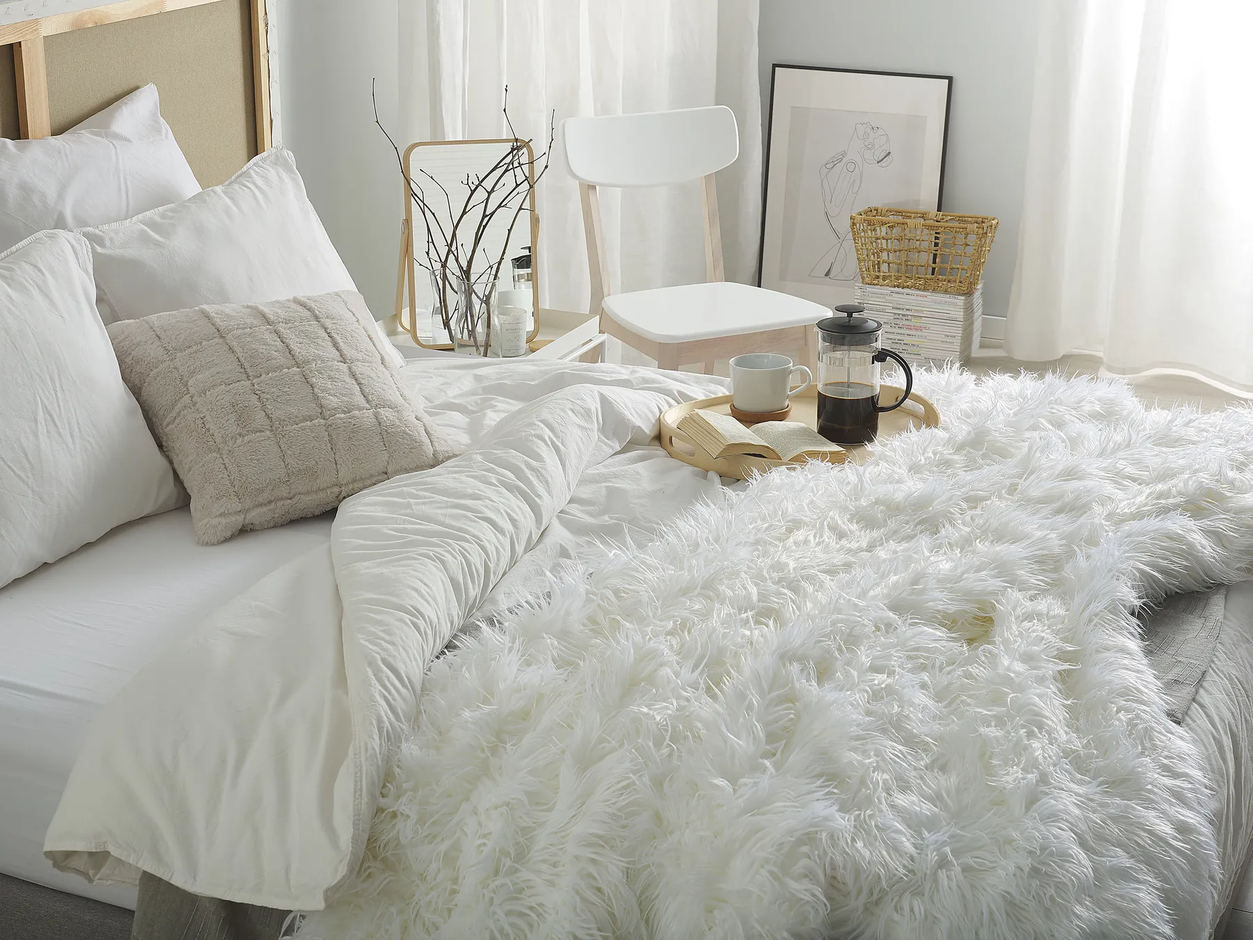 Bedspread DELICE 200 x 220 cm White_770450