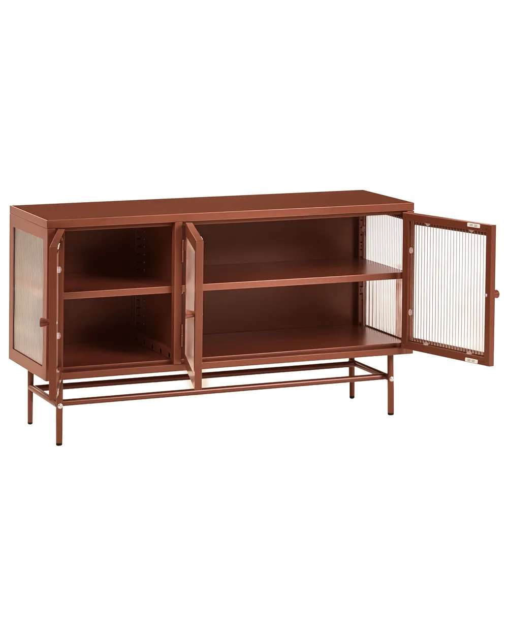 Glass Display Sideboard DEVON 115 cm Metal Golden Brown_1113144
