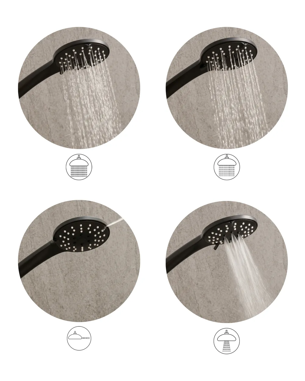 Shower Head and Hose Kit CHURUN 4-function Black_1006548