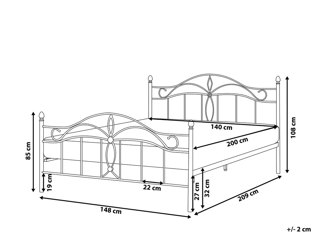 Bed Metal ANTLIA 140 x 200 cm (EU Double) Black_806760