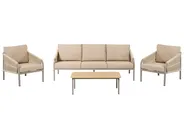 Trädgårdssoffgrupp med bord 5-sits MURATO Metall Beige_1023486