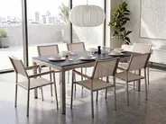 Garden Dining Set 6 Seater GROSSETO Granite Polished Grey/ Beige_1105612