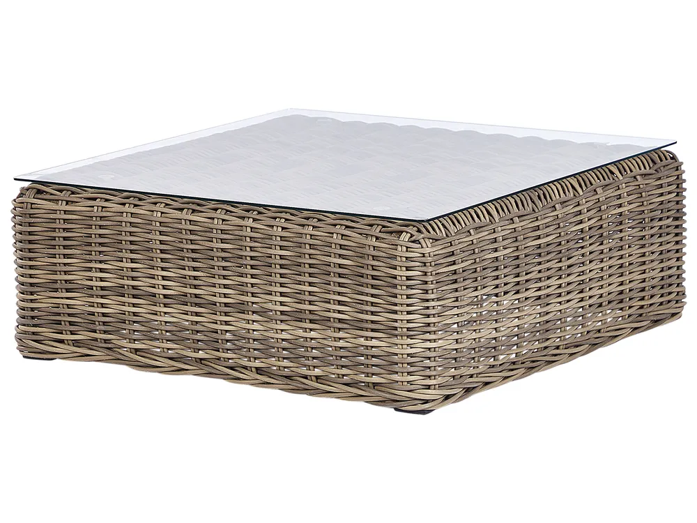 Garden Corner Sofa with Ottoman 6 Seater PALERMO Modular PE Rattan Light Brown_927891