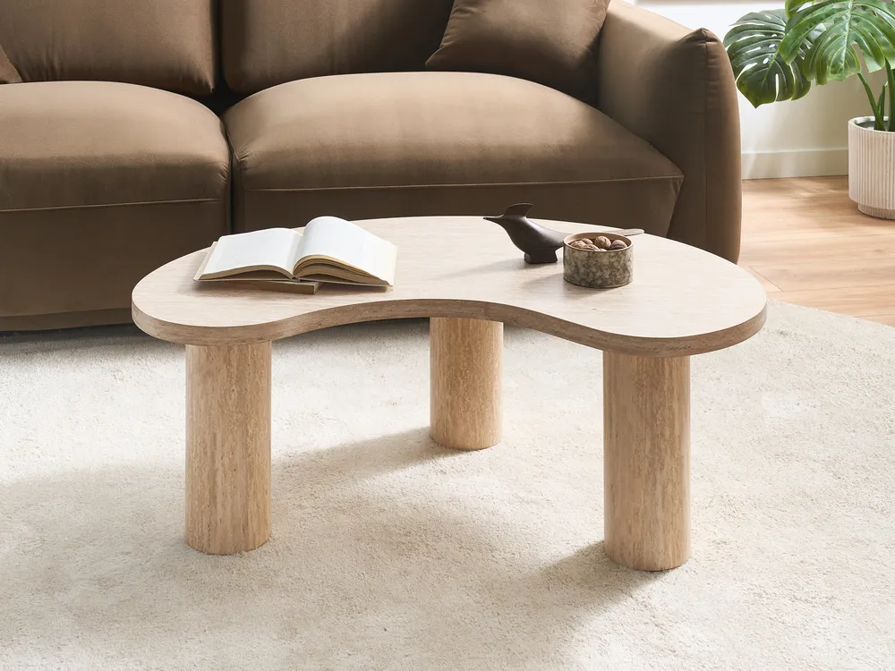 Coffee Table NOMA 52 cm 90 cm Travertine Effect Travertine Effect