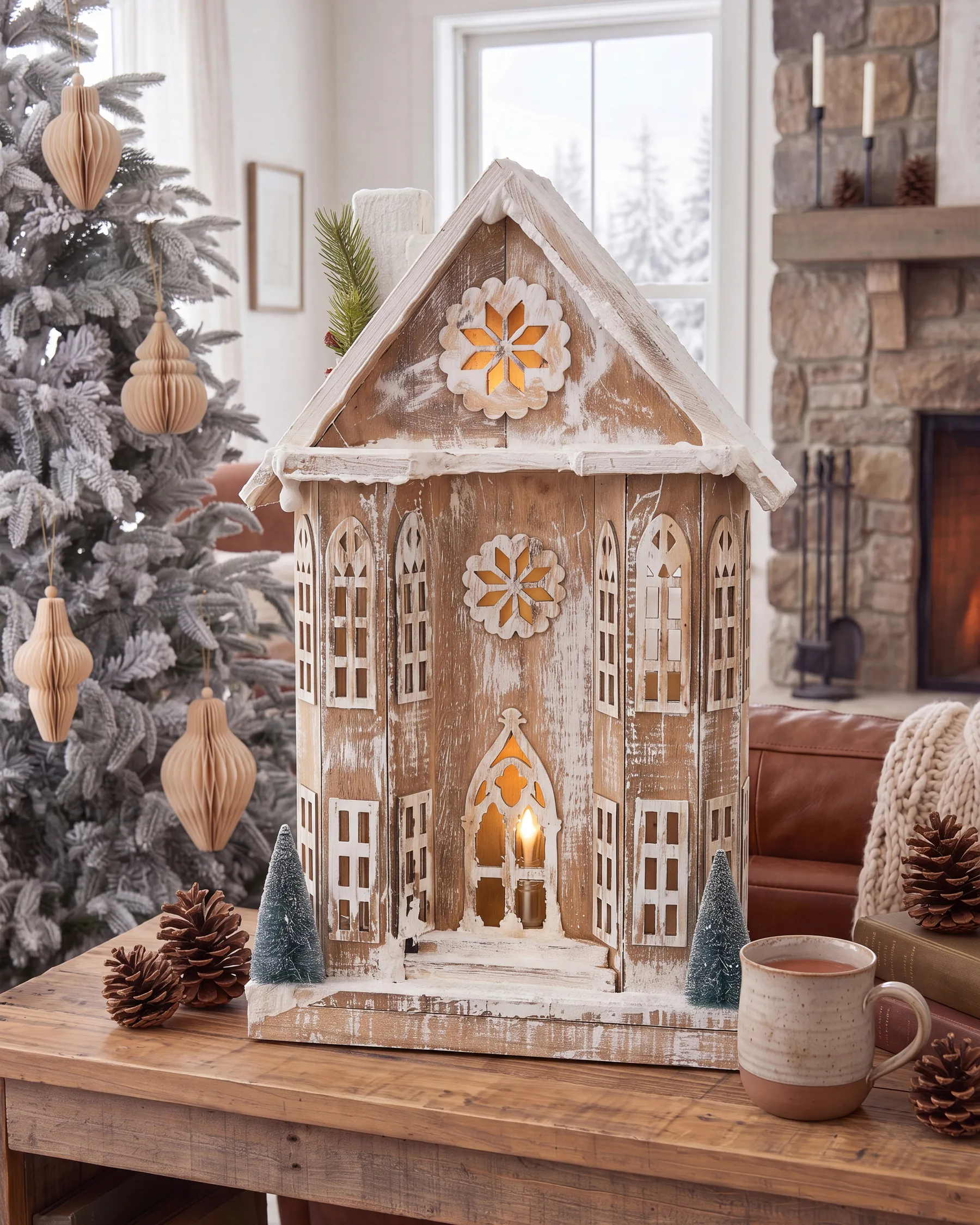 Christmas Decoration LED UNARI 50 cm House Light Brown_1027868