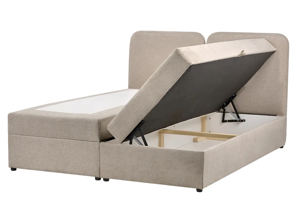 Divan Bed with Storage CHANCELLOR Fabric Taupe 160 x 200 cm (EU King Size)