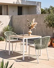 Trädgårdsmatbord PRATO 95 cm 95 cm Beige_1179763