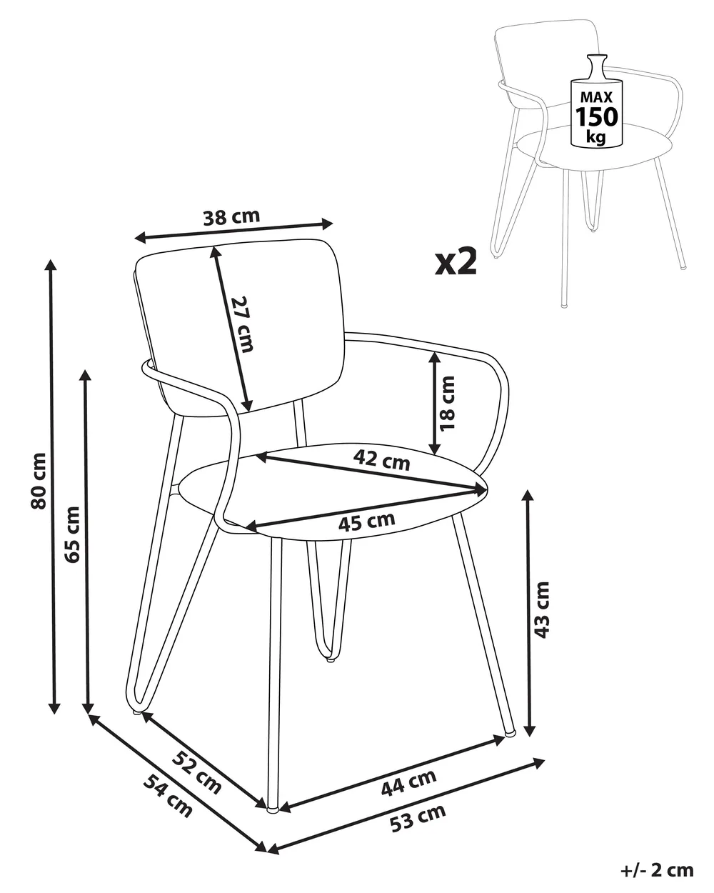 Set of 2 Dining Chairs ELKO Orange_871848