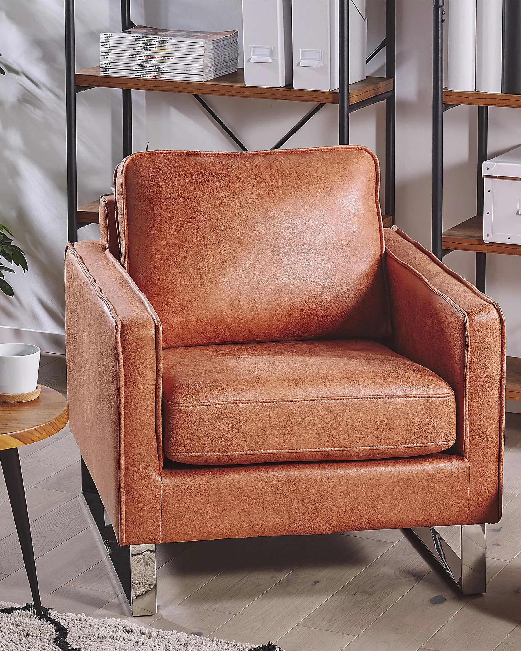 Armchair VIND Faux Leather Golden Brown_779830