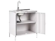 3 Piece Outdoor Kitchen Set with Sink VILAMA White Metal_974166