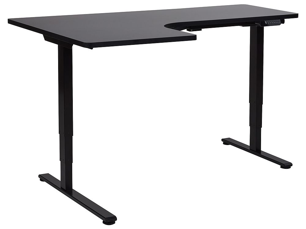 Electric Adjustable Corner Desk DESTINES 160 cm x 109 cm Black Left Hand