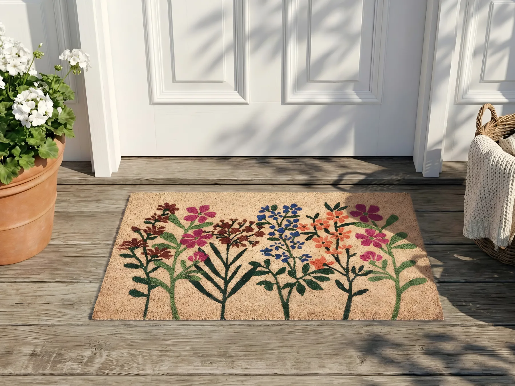 Doormat TEKKONA Natural 45 x 75 cm Flower Coir_1050306