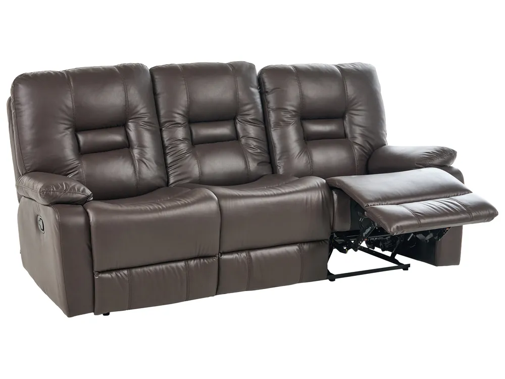 Manual Recliner Sofa 3 Seater BERGEN Faux Leather Brown