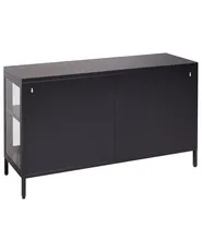 Glass Display Sideboard NEWPORT 115 cm Metal Black_900496