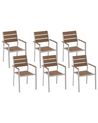 Set of 6 Garden Chairs VERNIO Brown