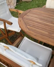 Trädgårdsmatgrupp 8-sits MAUI II med kuddar Akaciaträ Off-White_994227